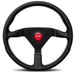 Momo Monte Carlo 350mm leather with red stitching