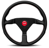 Momo Monte Carlo 350mm leather with red stitching